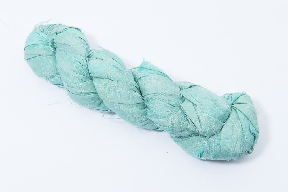 Pastel Turquoise sari silk ribbon