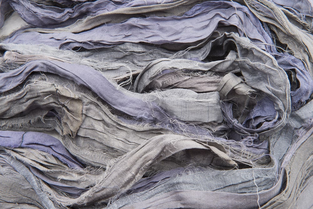 Grey Blue sari silk ribbon