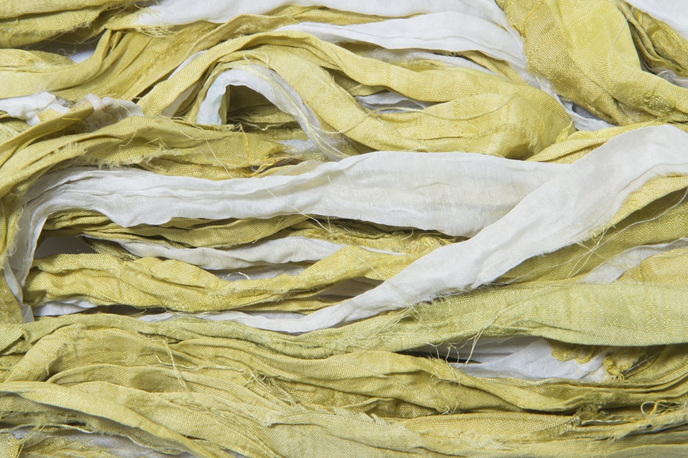Yellow White sari silk ribbon