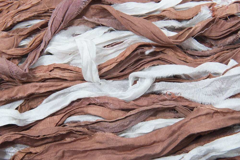 Brown White sari silk ribbon