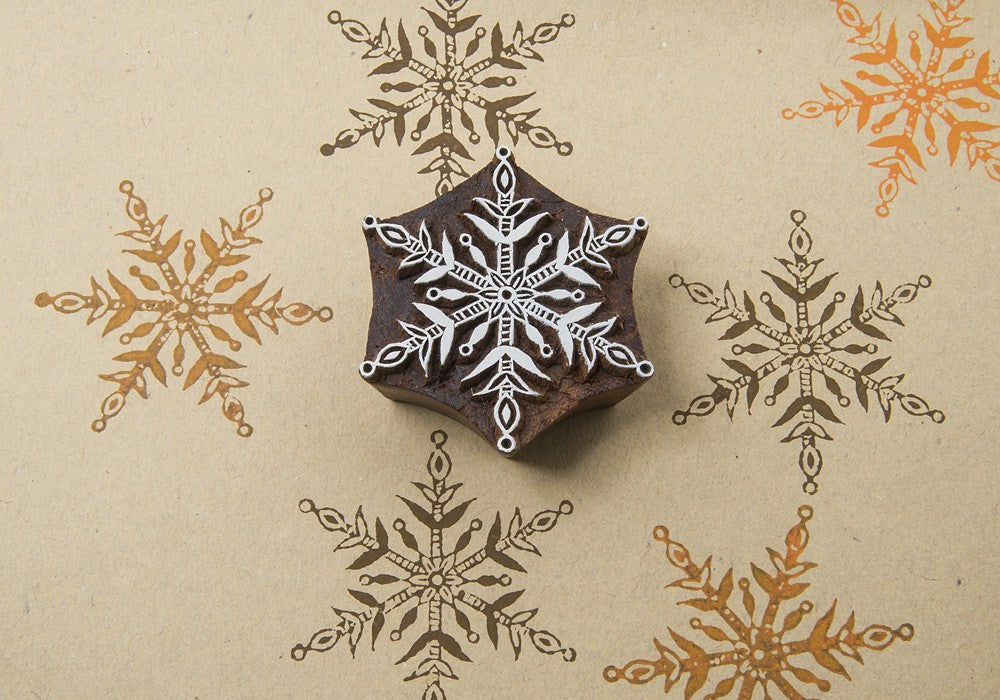 Snowflake wooden printing block
