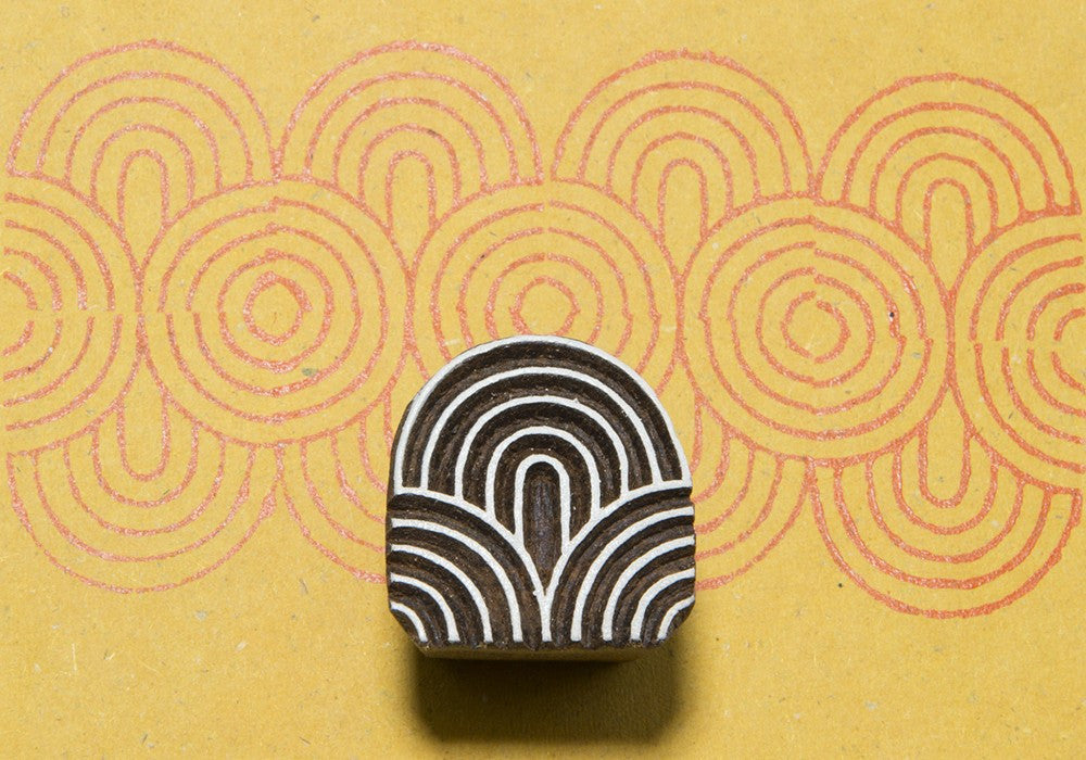 Circles wooden textile stamp
