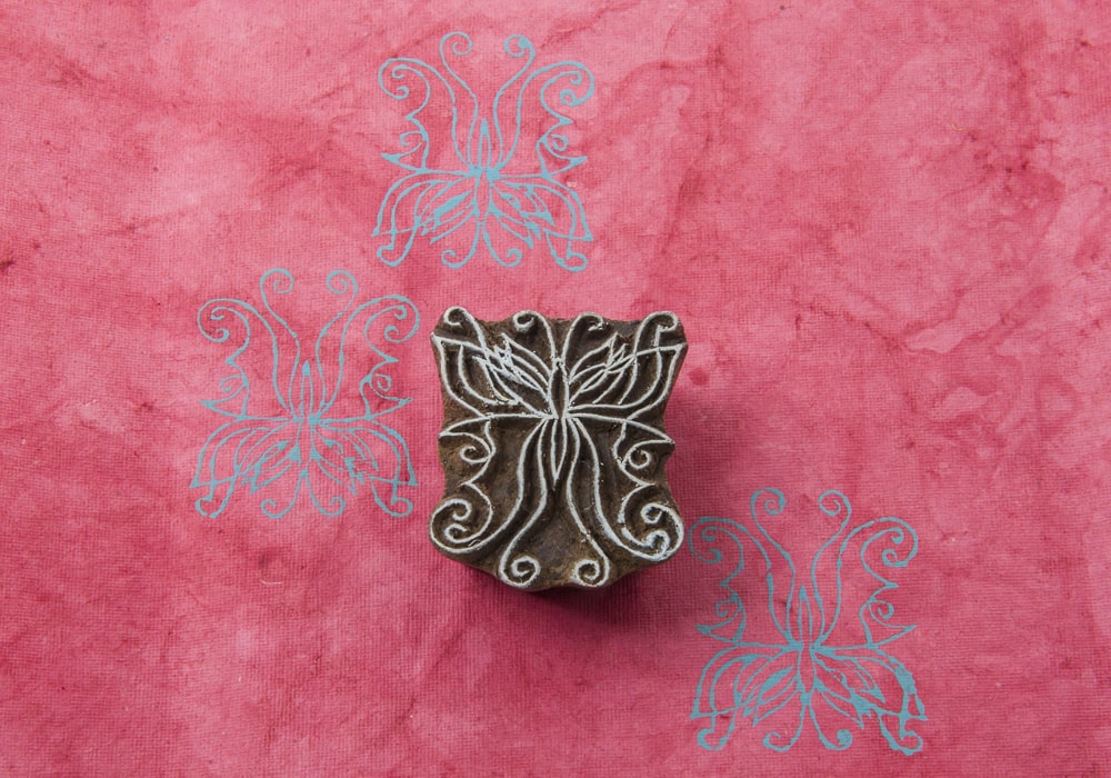 butterfly wooden printing block