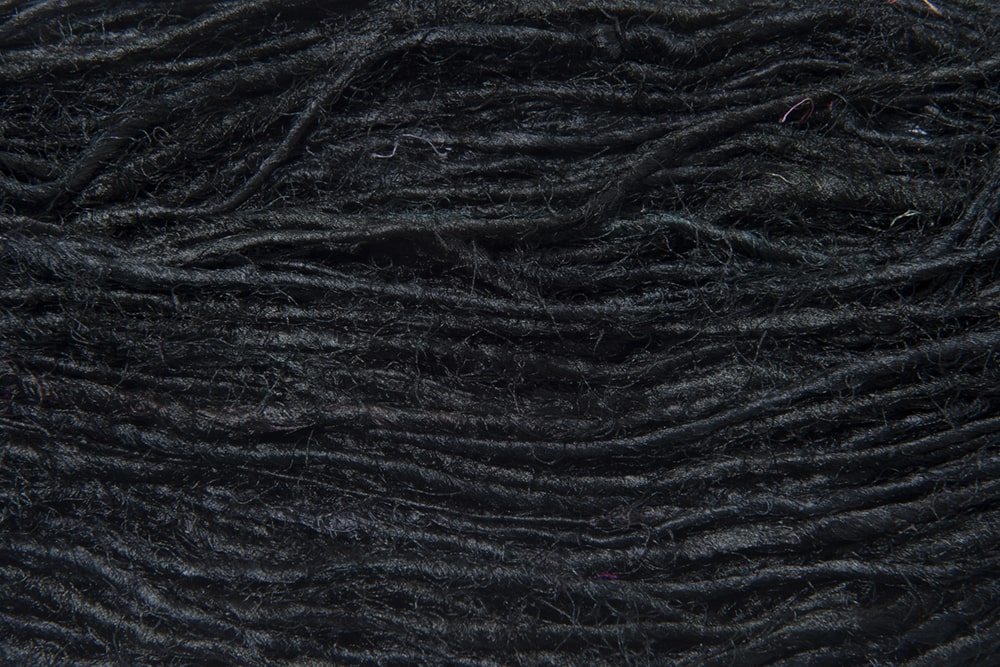 Black recycled sari silk yarn