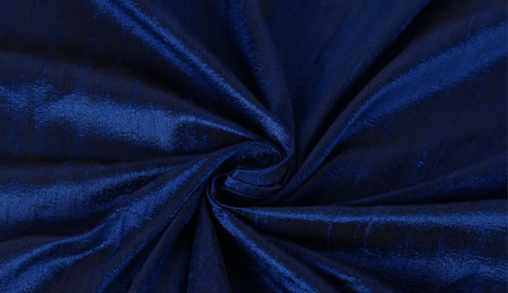 Blue dupion silk fabric