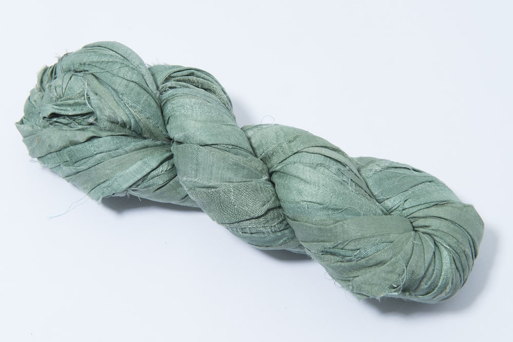Green sari silk ribbon