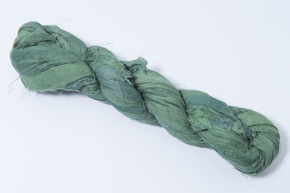 Forest Green sari silk ribbon