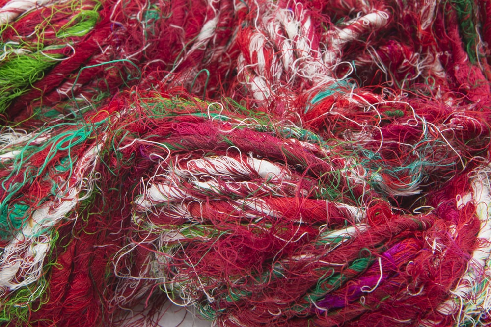 Multicolor recycled sari silk yarn
