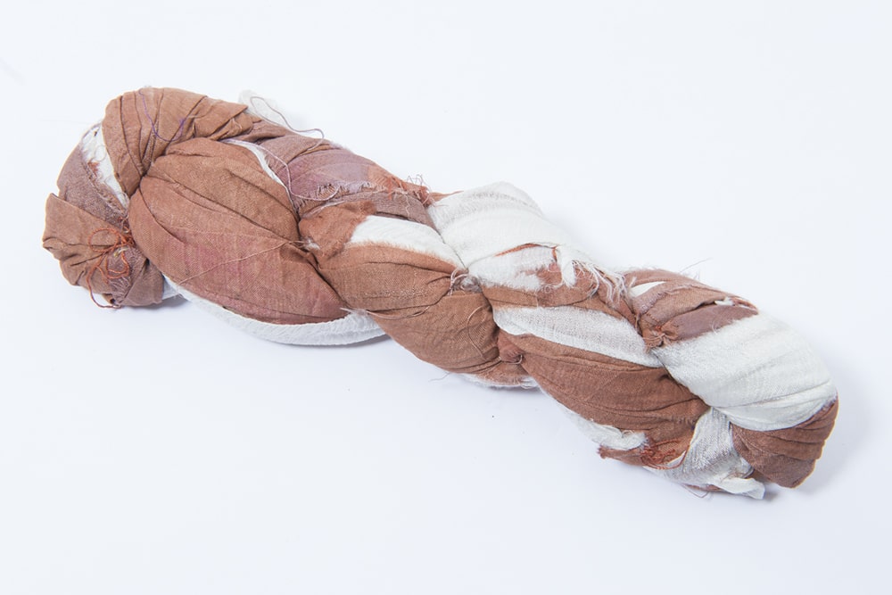 Brown White sari silk ribbon