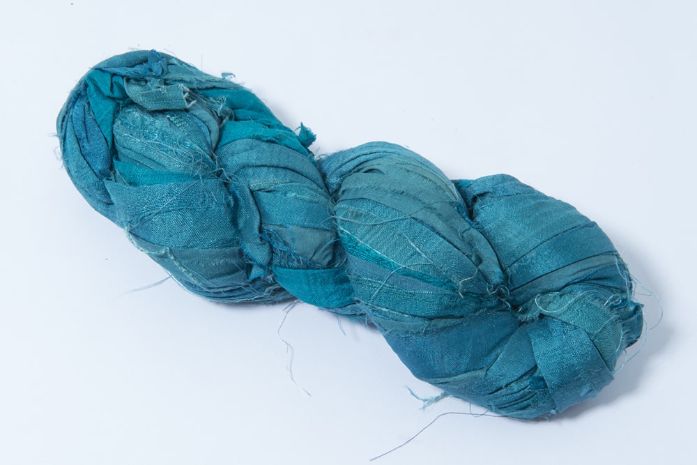 Turquoise sari silk ribbon