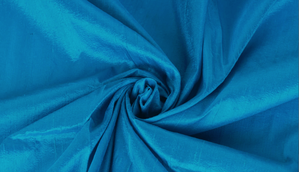 Turquoise dupion silk fabric