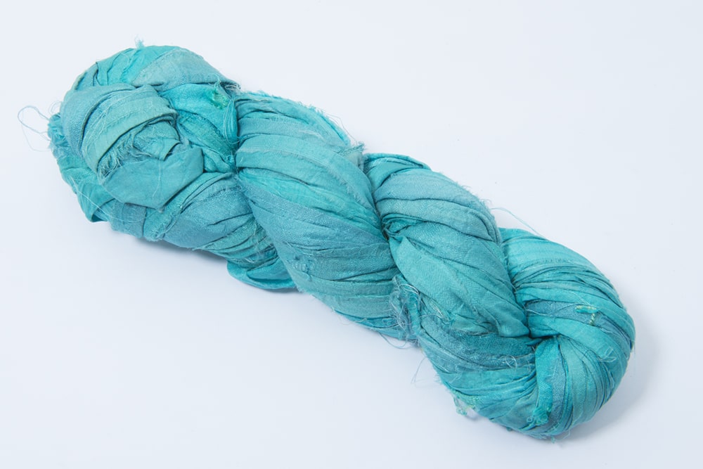 Turquoise sari silk ribbon