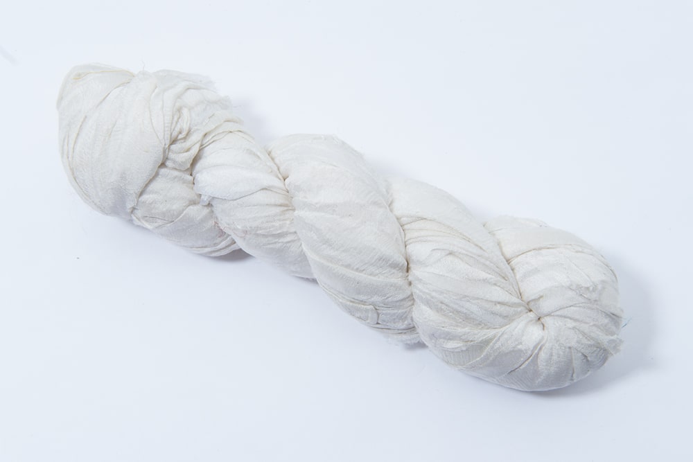 White sari silk ribbon