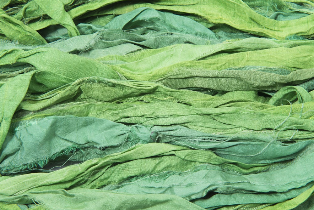 Green Hues sari silk ribbon
