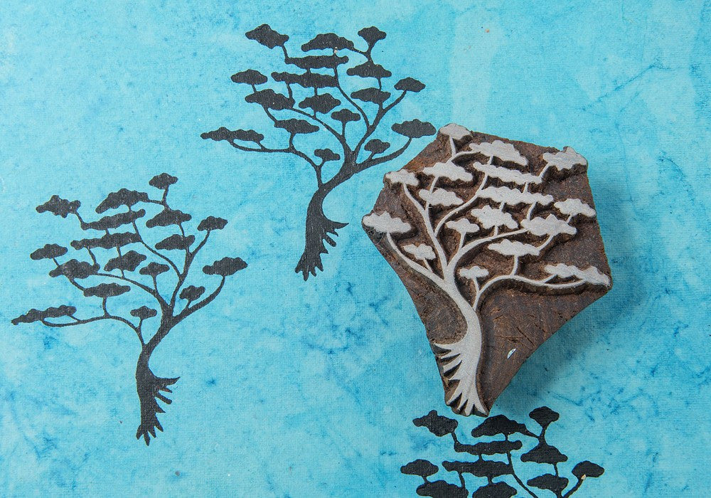 Cloud Tree hand carved textile stamp