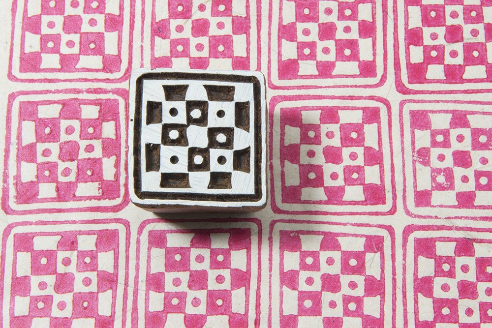 Chess Square wooden textile stamp