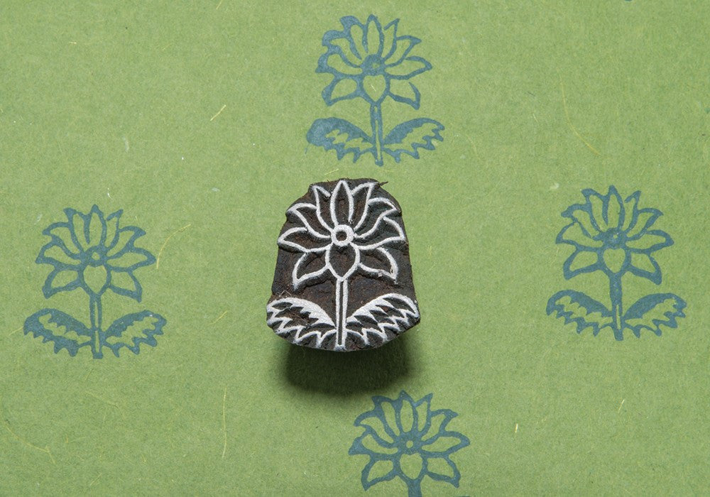 Cosmos floral wood block stamp