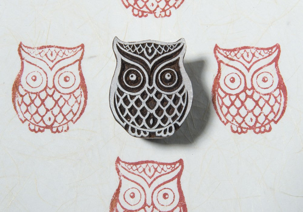 owl Indian wooden printing block