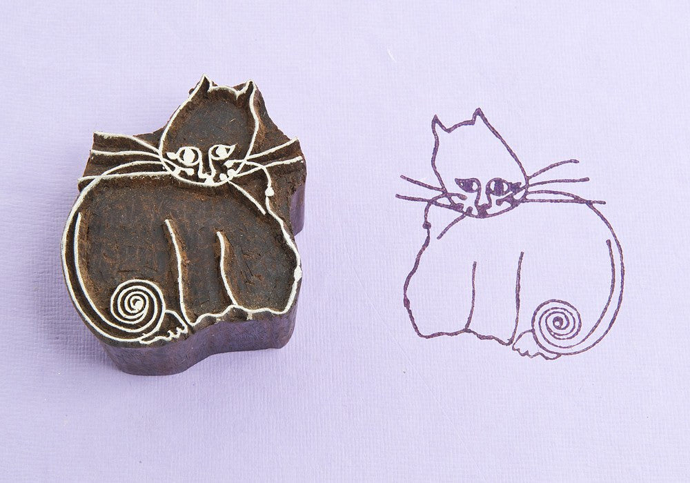 Curly Cat, Handmade wood stamps from Blockwallah